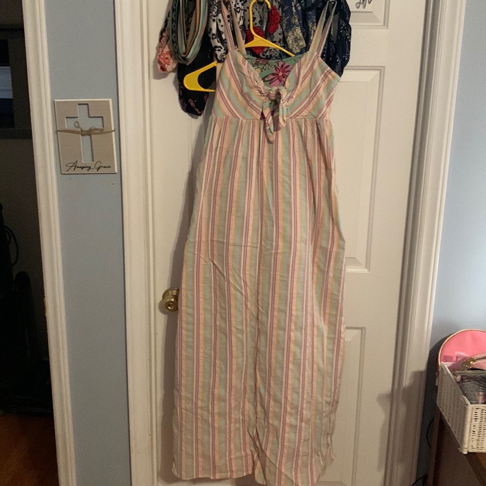 Matilda Jane sundress. Pastel stripes.
